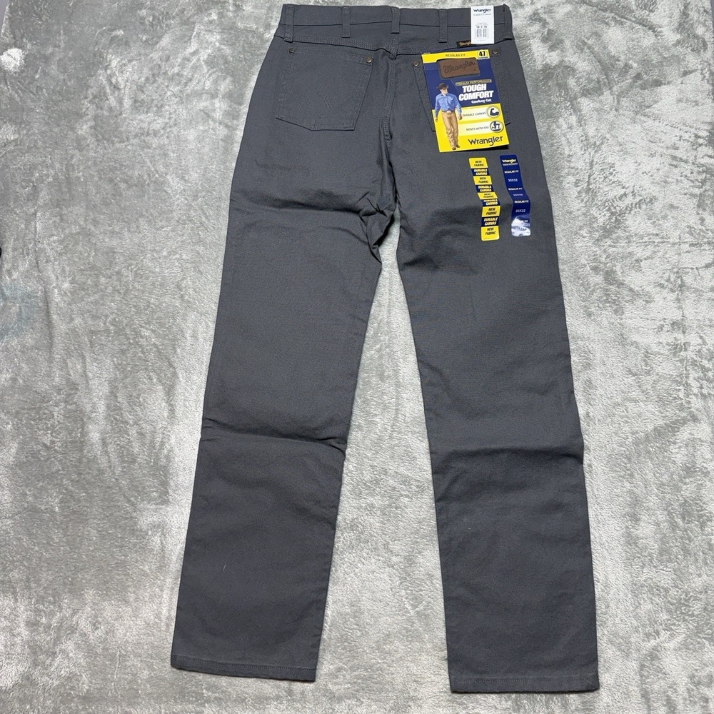NWT‎ Wrangler 47 Premium Performance Tough Comfort Canvas Jeans 30x32 Gray